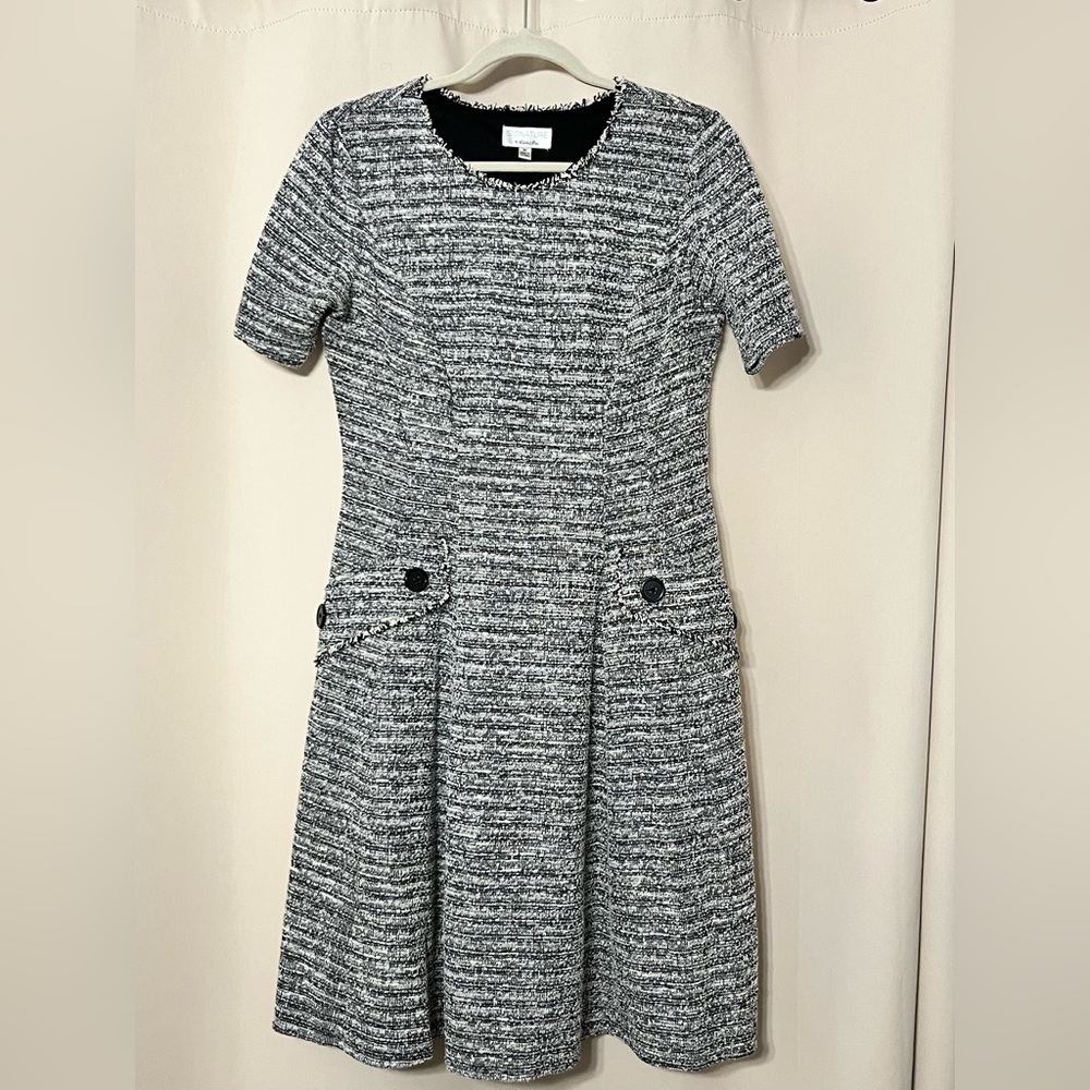 Signature by Robbie Bee Short Sleeve Heather Knit A-line Dress